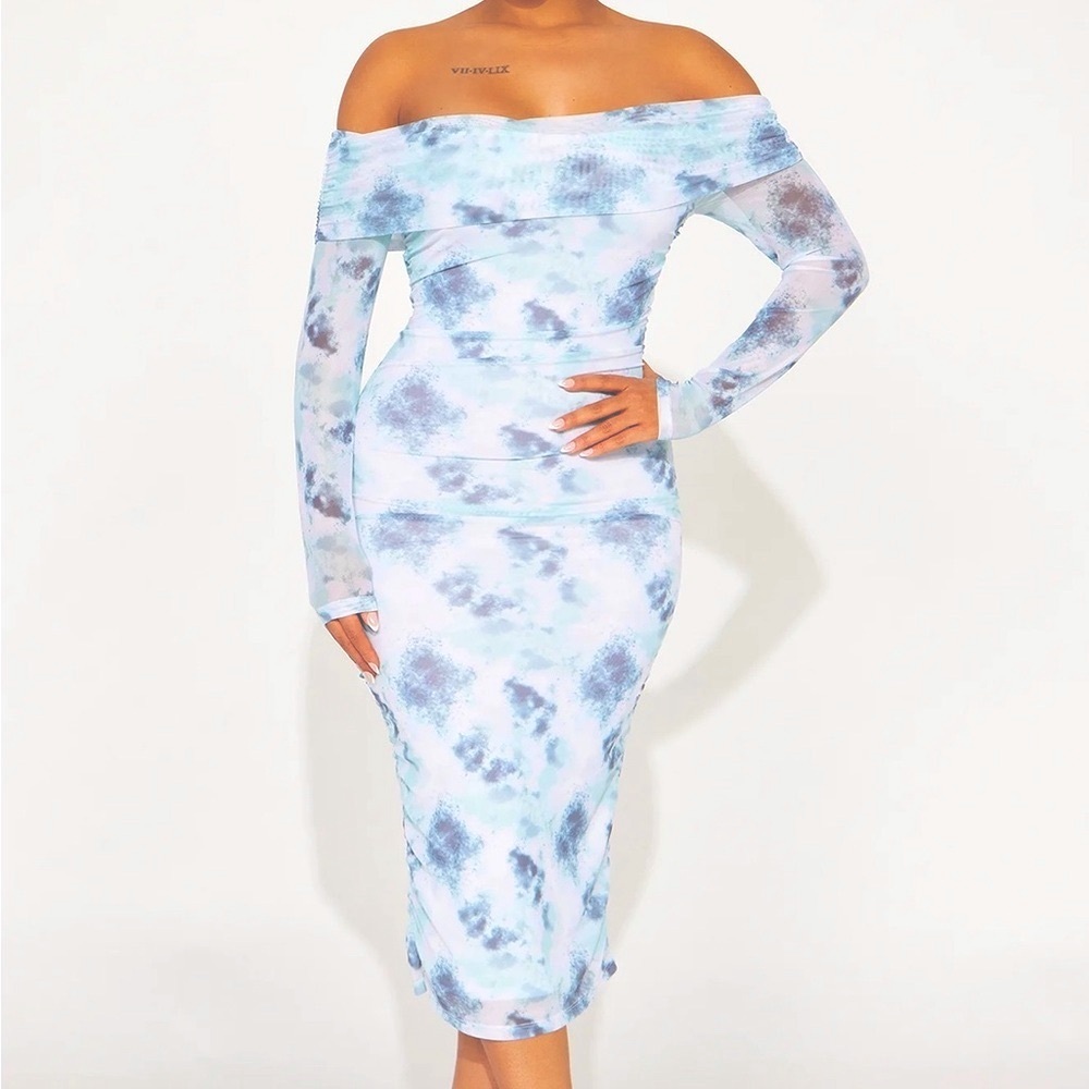 Off-Shoulder Tie-Dye Dress